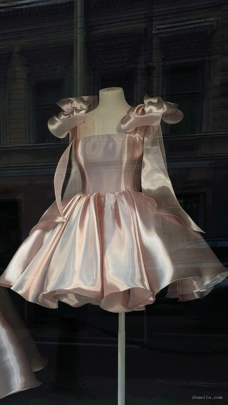 Ball Gown Spaghetti Straps Satin Short Mini Formal 8Th Grade Homecoming Dress Birthday Outfits - Zhaelle formal gown