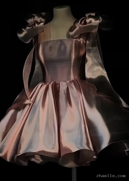 Ball Gown Spaghetti Straps Satin Short Mini Formal 8Th Grade Homecoming Dress Birthday Outfits - Zhaelle formal gown