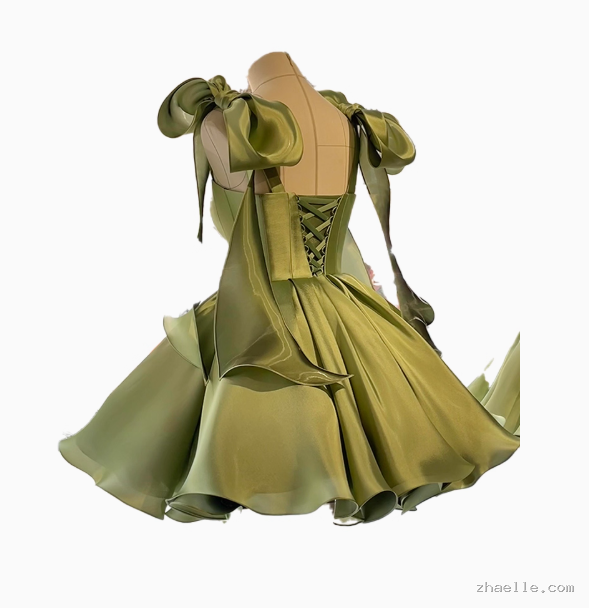 Ball Gown Spaghetti Straps Satin Short Mini Formal 8Th Grade Homecoming Dress Birthday Outfits - Zhaelle formal gown