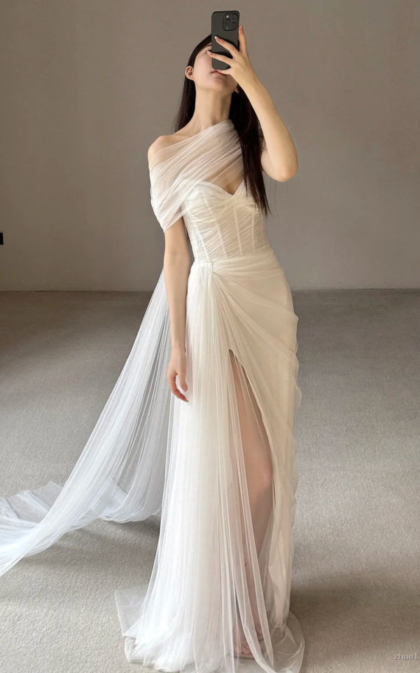 Beautiful Mermaid Long Wedding Dress with Slit Evening Gowns Formal Weddings - Zhaelle formal gown
