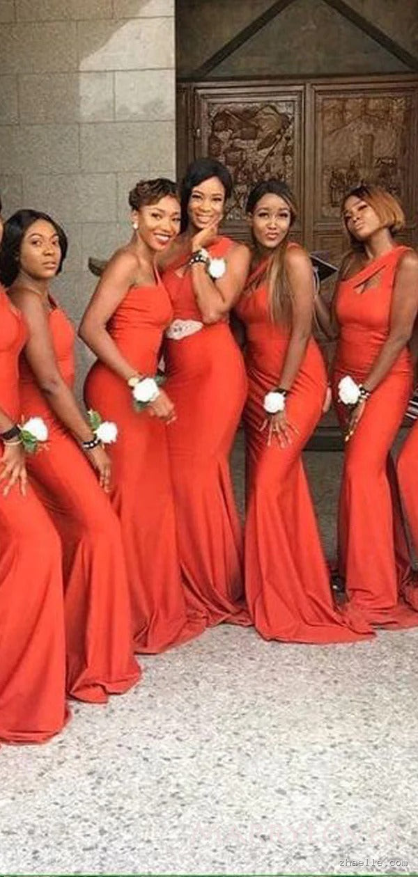 Elegant One Shoulder Bridesmaid Dresses Long Mermaid Maid of Honor Gown - Zhaelle formal gown
