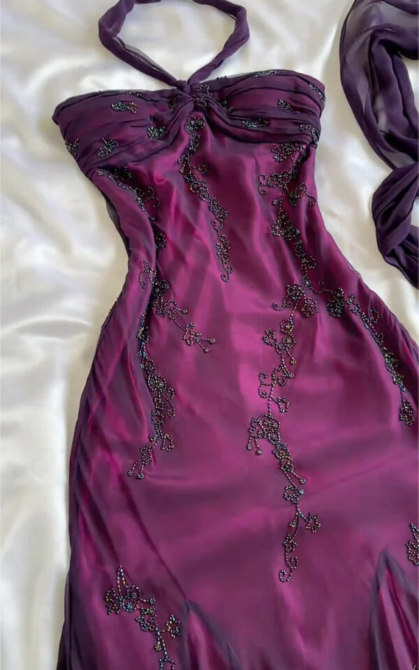 Exquisite Purple Beaded Long Prom Dress Luxury Evening Gown - Zhaelle formal gown