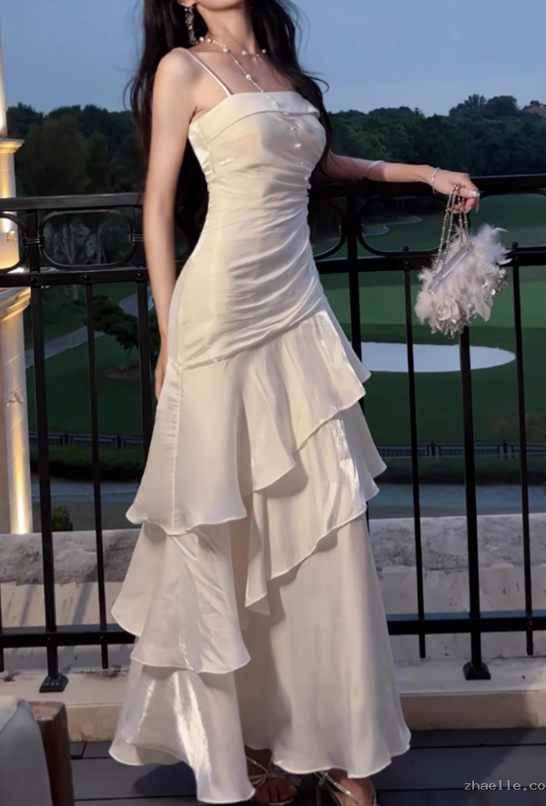 Fairytale Prom Dresses Tiered Ruffles Maxi Dress Spaghetti Straps Layered Ruffle - Zhaelle formal gown