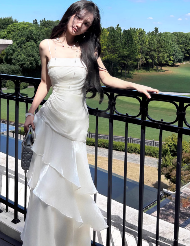 Fairytale Prom Dresses Tiered Ruffles Maxi Dress Spaghetti Straps Layered Ruffle - Zhaelle formal gown