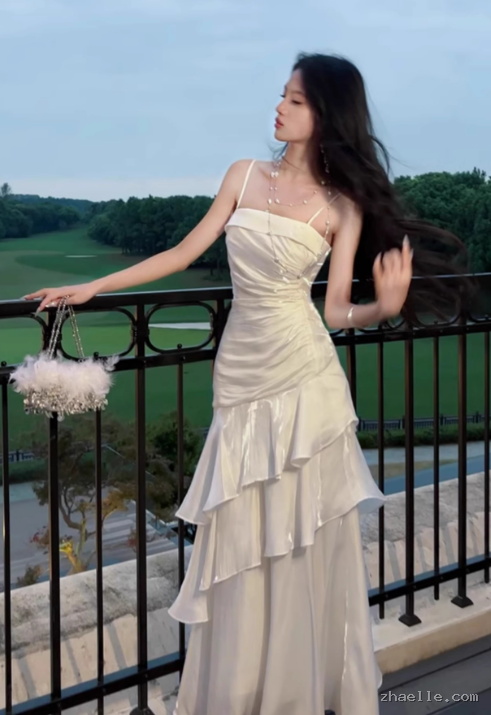 Fairytale Prom Dresses Tiered Ruffles Maxi Dress Spaghetti Straps Layered Ruffle - Zhaelle formal gown