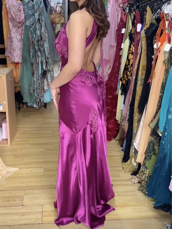 Fancy Mermaid Backless Long Prom Dress Spaghetti Straps Formal Dresses - Zhaelle formal gown
