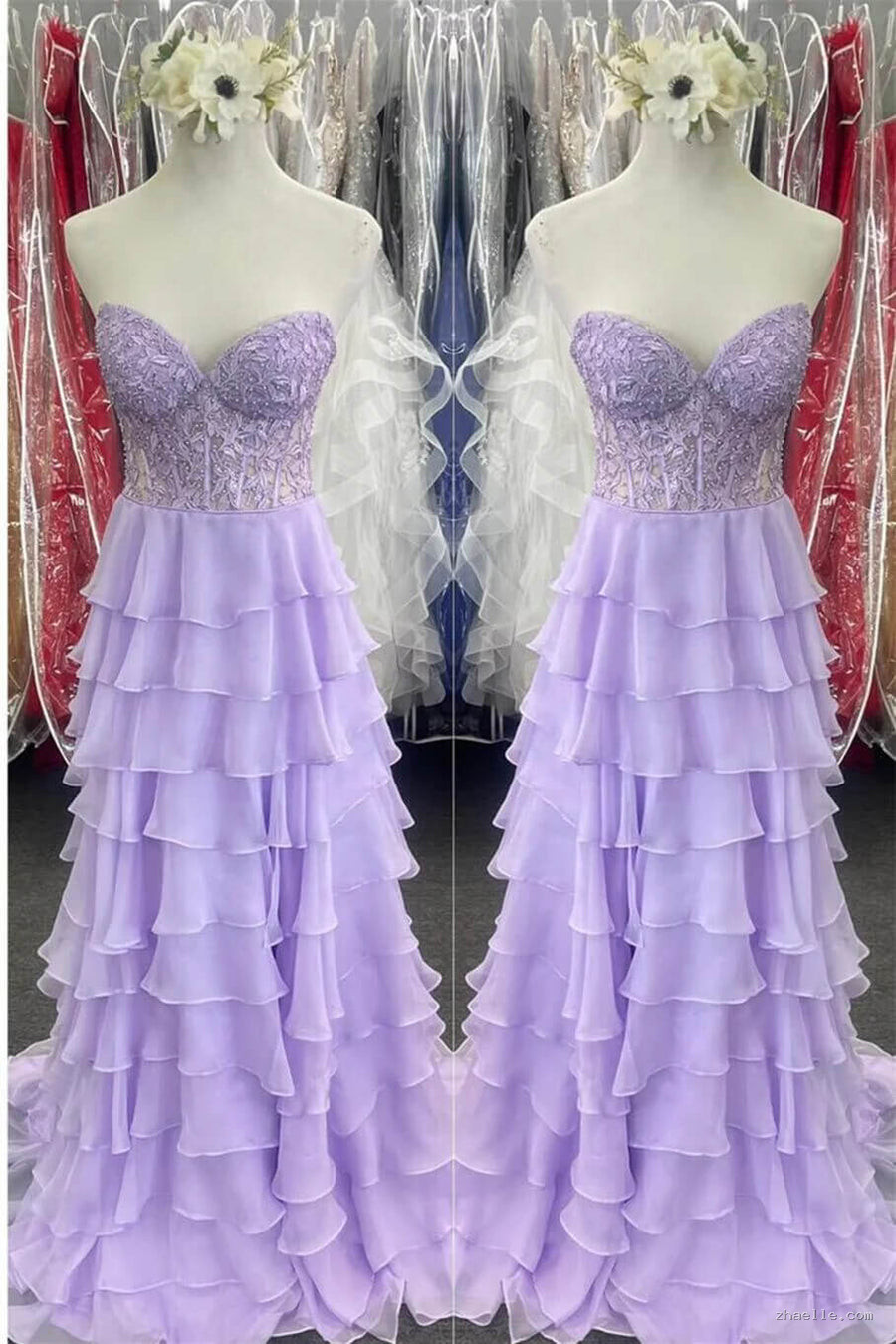 Fancy Yellow Prom Dress Tiered Chiffon Ball Dresses Long - Zhaelle formal gown