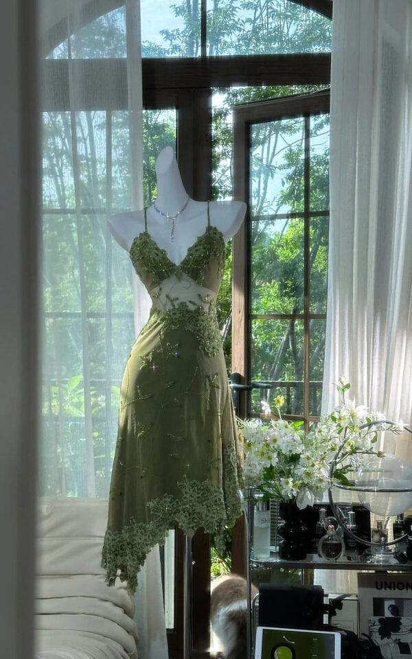 Green Lace Applique Homecoming Dresses Short Prom Dresses - Zhaelle formal gown