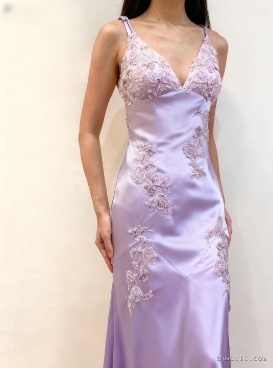 Green V-Neck Appliques Satin Mermaid Party Dress Open Back Evening Gowns - Zhaelle formal gown