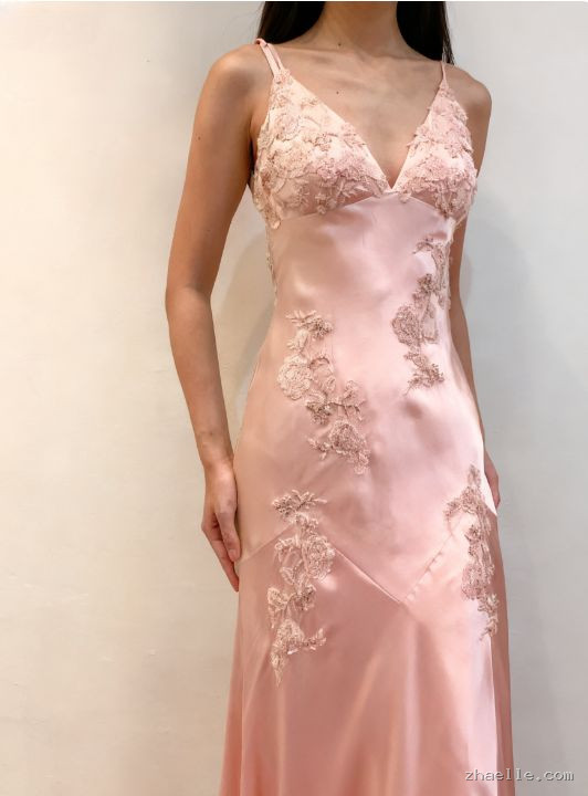 Green V-Neck Appliques Satin Mermaid Party Dress Open Back Evening Gowns - Zhaelle formal gown