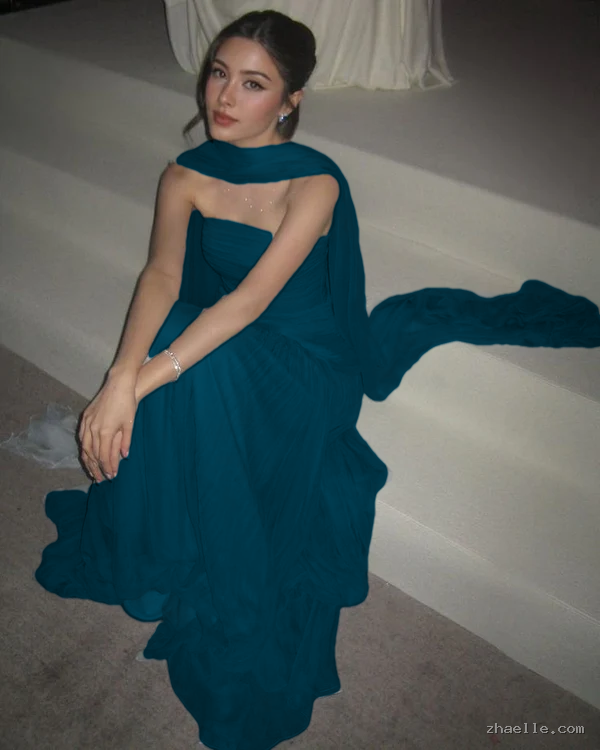 Long Prom Dresses Strapless A-Line Tulle Formal Occasion Dress Elegant - Zhaelle formal gown