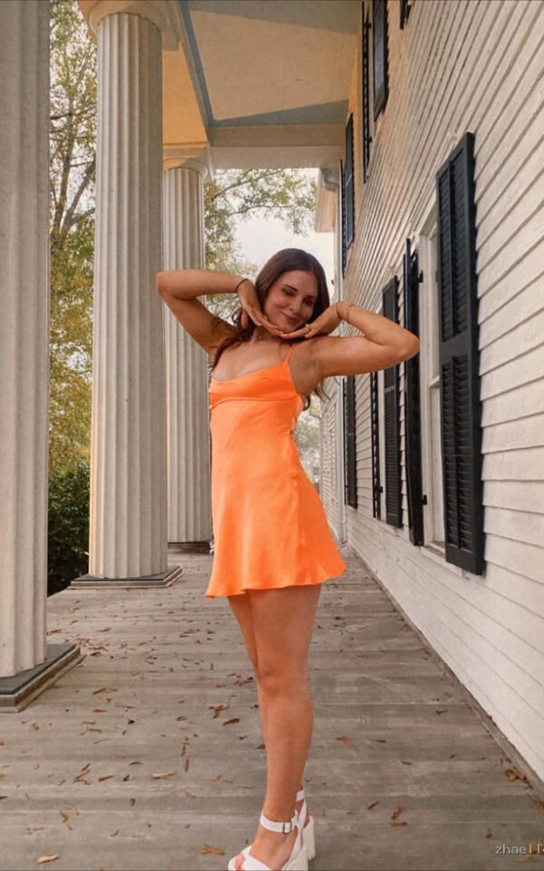 Modest Orange Satin Short Formal 8Th Grade Homecoming Dresses Hoco Backless Cocktail Outfits - Zhaelle formal gown