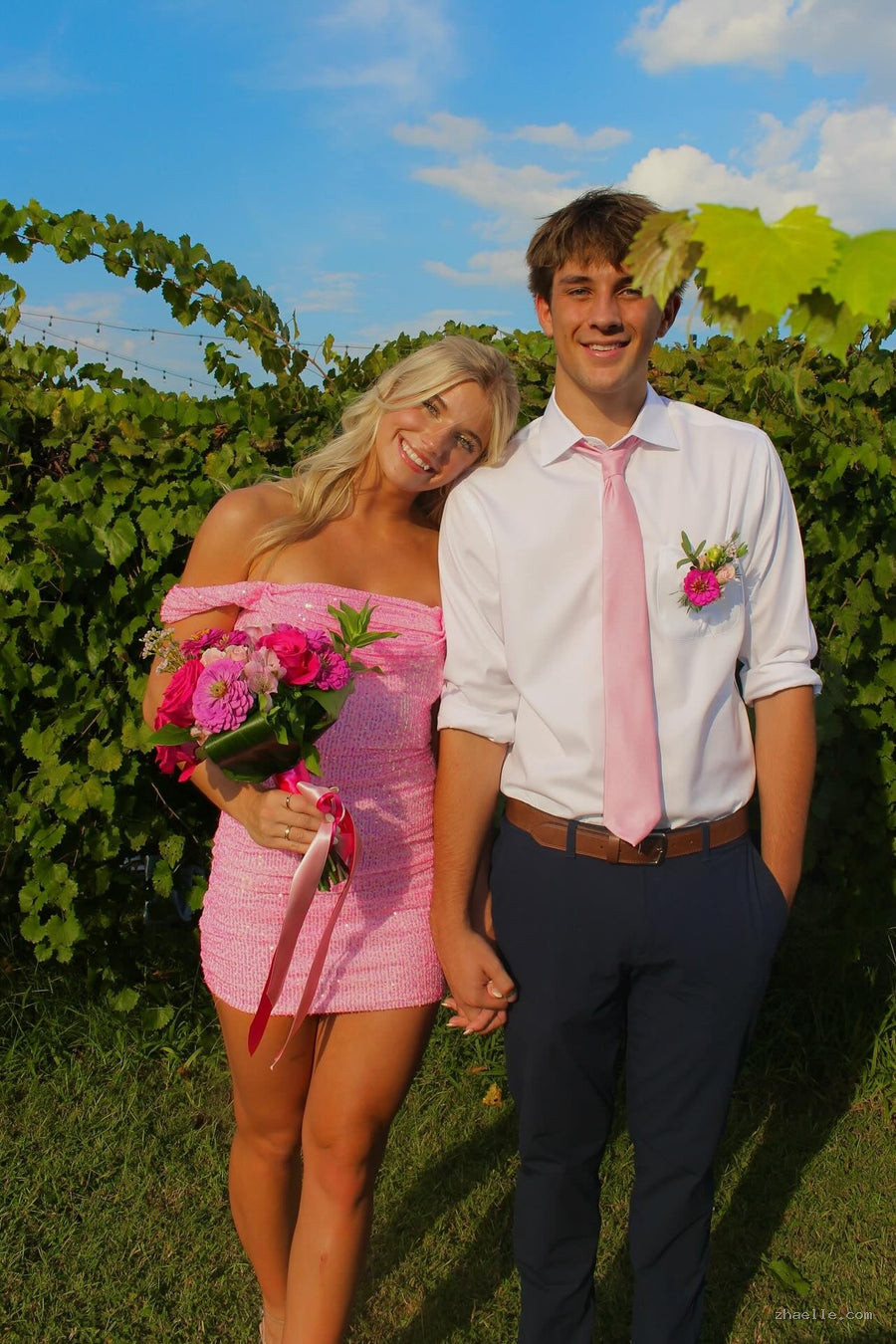 Off the Shoulder Pink Ruched Sequin Short Dresses Sparkly Dress Outfit - Zhaelle formal gown