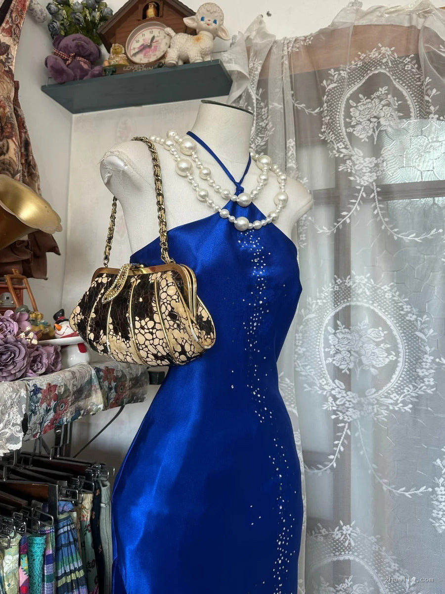 Royal Blue Mermaid Long Prom Dresses Open Back Satin Formal Occasions - Zhaelle formal gown