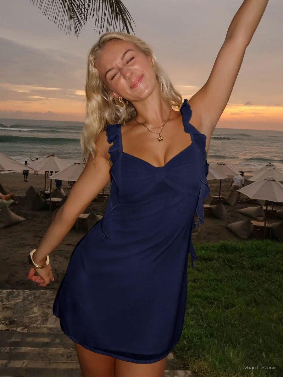 Sheath Chiffon V Neck Short Dress with Ruffles - Zhaelle formal gown