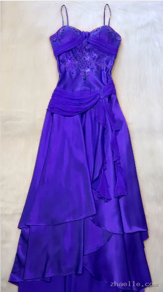 Spaghetti Straps Long Orange Party Dress Satin Evening Gown - Zhaelle formal gown