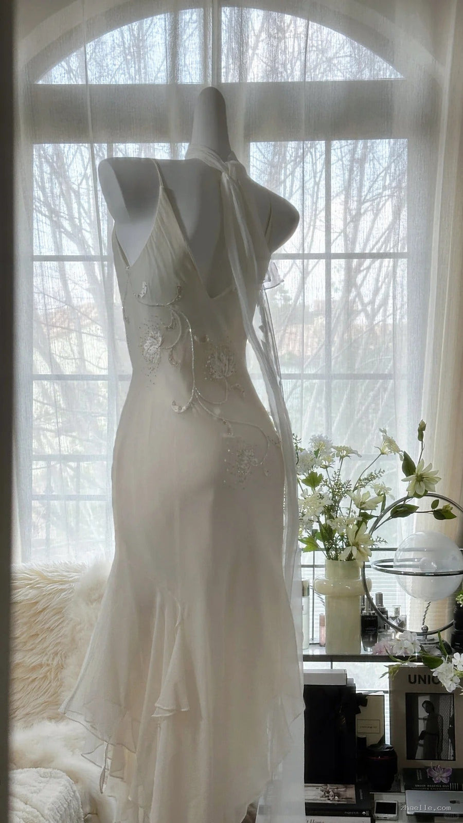 Spaghetti Straps Mermaid Dress Chiffon Party Gowns - Zhaelle formal gown