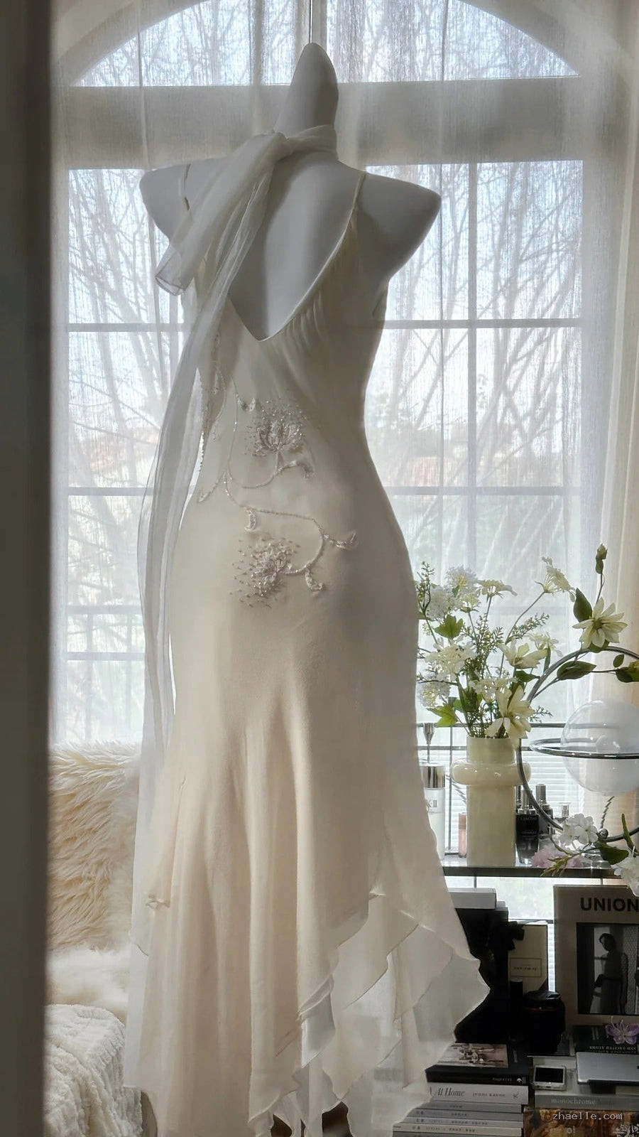 Spaghetti Straps Mermaid Dress Chiffon Party Gowns - Zhaelle formal gown
