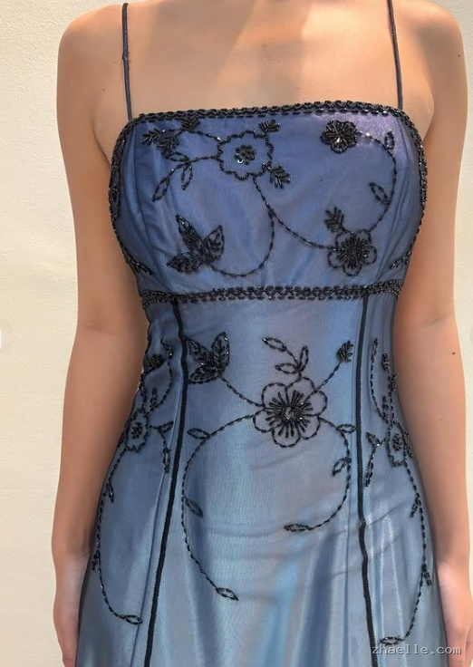Vintage Blue Gradient Empire Prom Dresses Backless Romantic Beaded Evening Dresses - Zhaelle formal gown