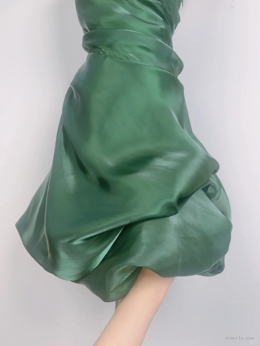 Vintage Green Halter Neck Mini Dress Short Party Gown - Zhaelle formal gown