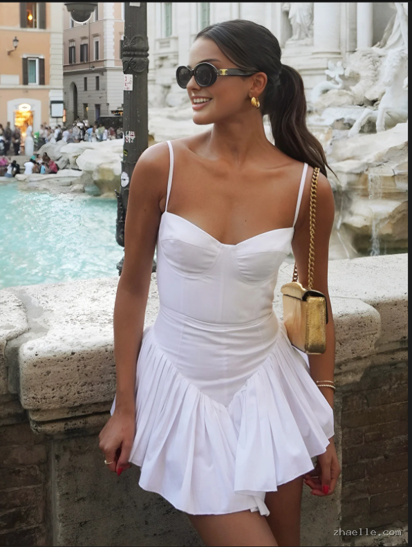 White 18th Birthday Dresses Short Chiffon Birthday Outfits - Zhaelle formal gown